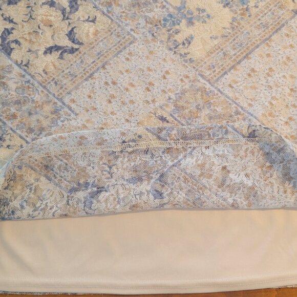 Coldwater Creek fully lined top with sheer 3/4" length sleeves blue/beige Size L - Picture 6 of 12